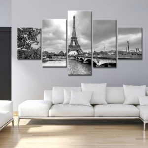 Tableau Tour Eiffel et pont en noir et blanc Tableau Paris Tableau Ville format: Horizontal