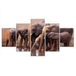 Tableau troupeau d’éléphant s’abreuvant Tableau Éléphant Tableau Animaux