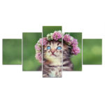 Tableau chat couronne de fleurs Tableau Chat Tableau Animaux