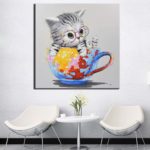 Tableau chat dans une tasse