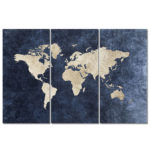 Carte du monde bleu denim