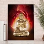 Tableau Bouddha et fleur de lotus rouge