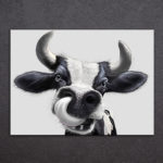 Tableau vache avec sa langue Tableau Animaux