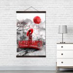 Tableau geisha sur un pont