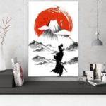 Tableau samouraï au pied de la montagne Tableau Japonais Tableau Monde