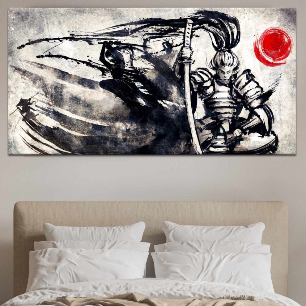 Tableau Samouraï en position de méditation