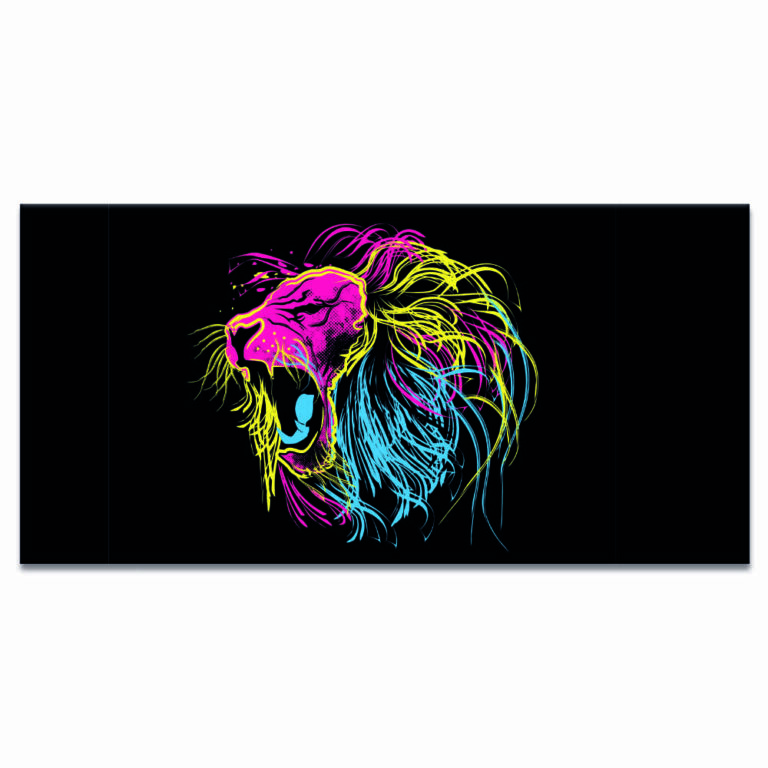 Gemälde, das eine abstrakte Zeichnung brüllender Löwe - Leinwandbild