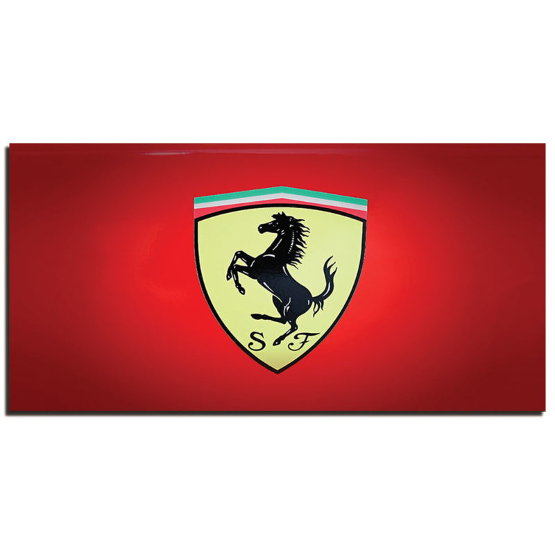 Tableau Logo Ferrari sur fond rouge