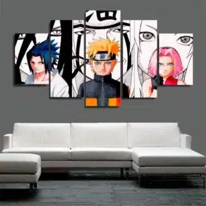 Naruto - 5 Panels, Druck auf Leinwand, Naruto Uzumarki Haruno Sakura Uchiha Sasuke, Charakterposter, Wanddekoration für zu Hause