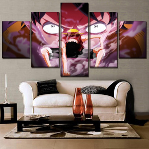 Tableau en 5 parties du héro de One Piece : Luffy