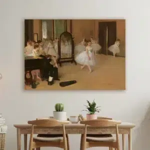 Gemälde La Classe de Danse von Edgar Degas. Gute Qualität, originell, an einer Wand über einem Esstisch in einem Haus aufgehängt.