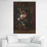 Tableau nature morte roses convolvulus poppies et autres fleurs dans une urne sur un rebord de pierre Tableau Nature Tableau Nature morte taille: XXS|XS|S|M|L|XL|XXL