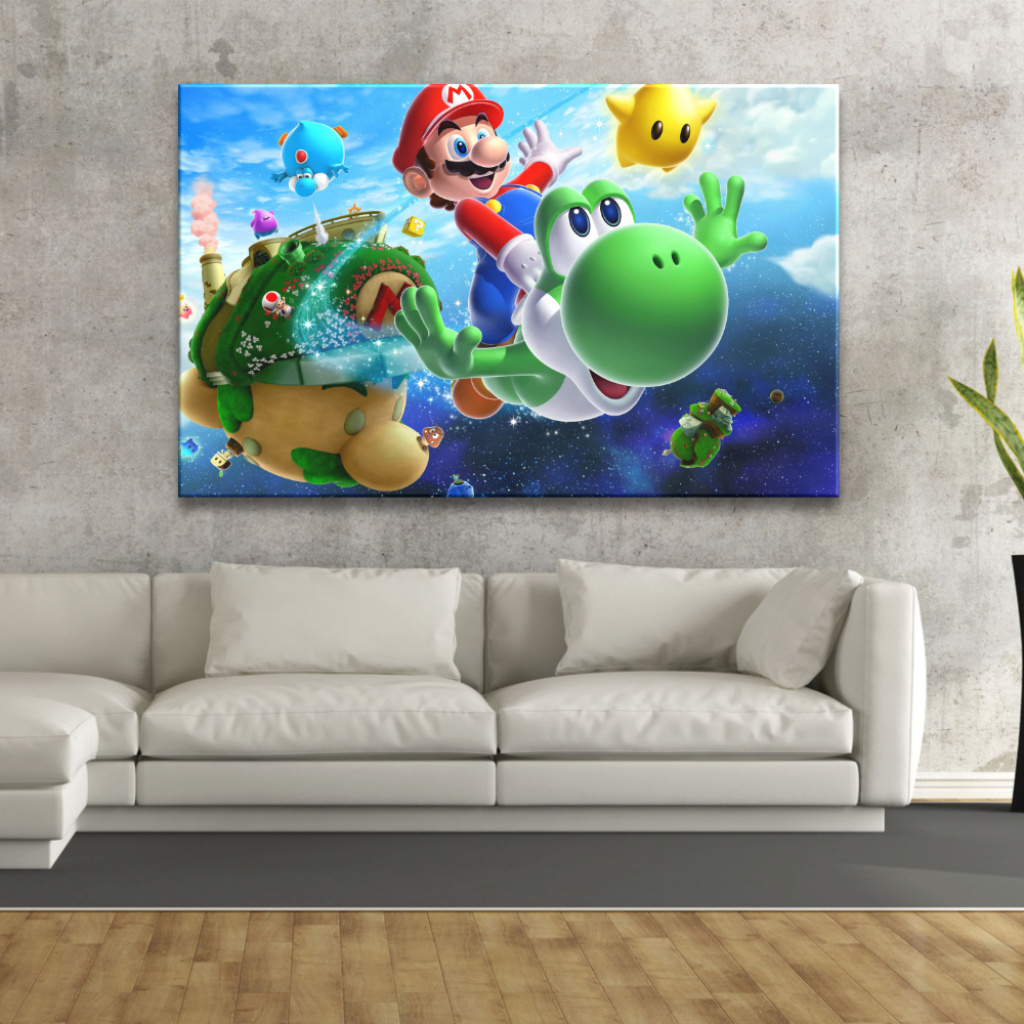 Tableau mario avec yoshi - 1 Tableau Mario avec Yoshi Tableaux originaux Tableau Geek Tableau Super Mario taille: XXS|XS|S|M|L|XL|XXL