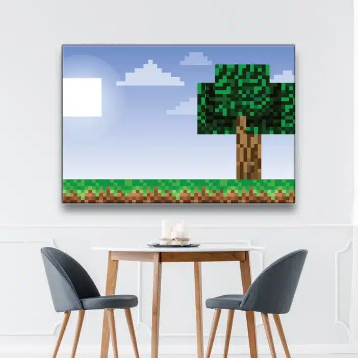 Minecraft Wandbild Baum mit Sonne Pop Art Wandbild Geek Wandbild Minecraft Wandbild Minecraft Bild Baum mit Sonne Pop Art Bild Geek Bild Minecraft Bild Größe: XS|S|M|L|XL|XXL